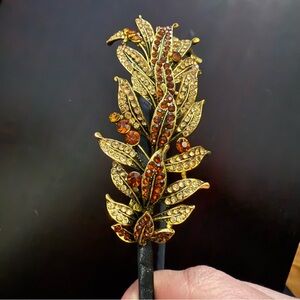 Elegant Gold and Brown Leaf Hair Clip